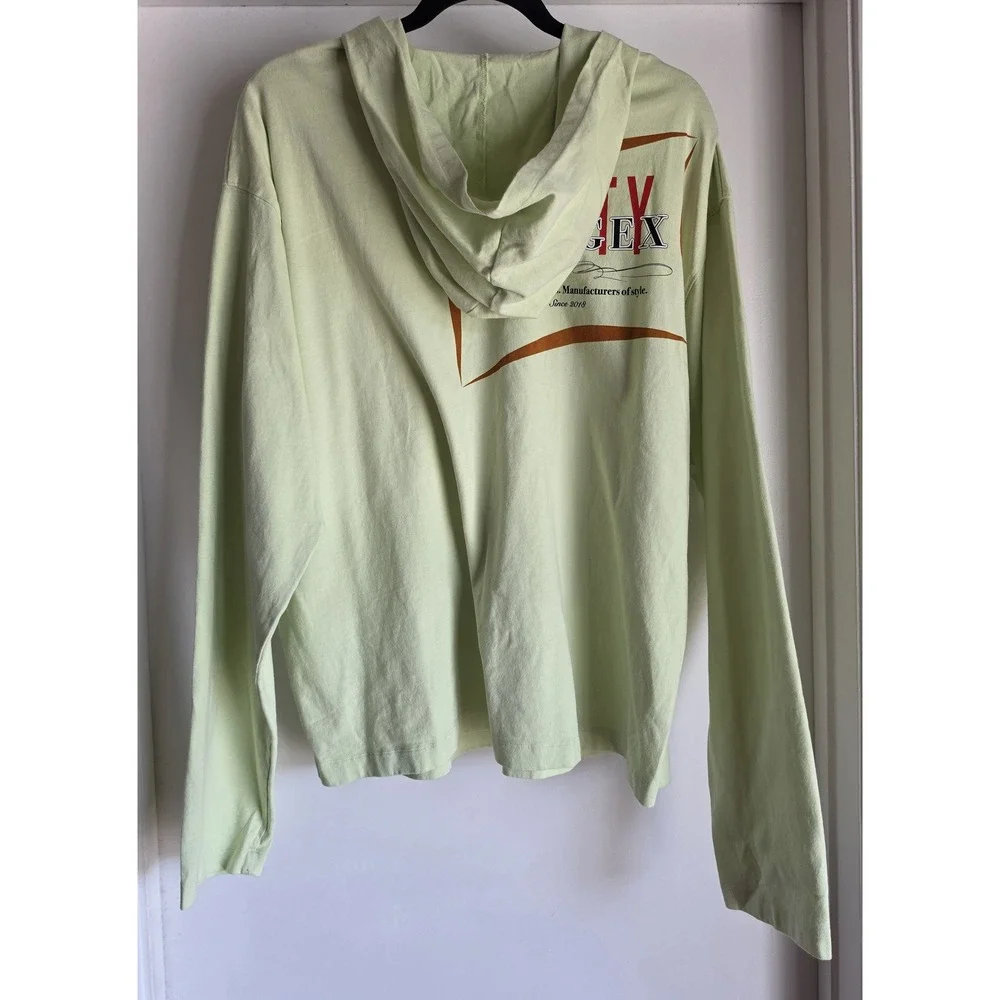 Savage X Fenty Men L Hoodie Pullover Light Green Cotton Casual Sweatshirt
